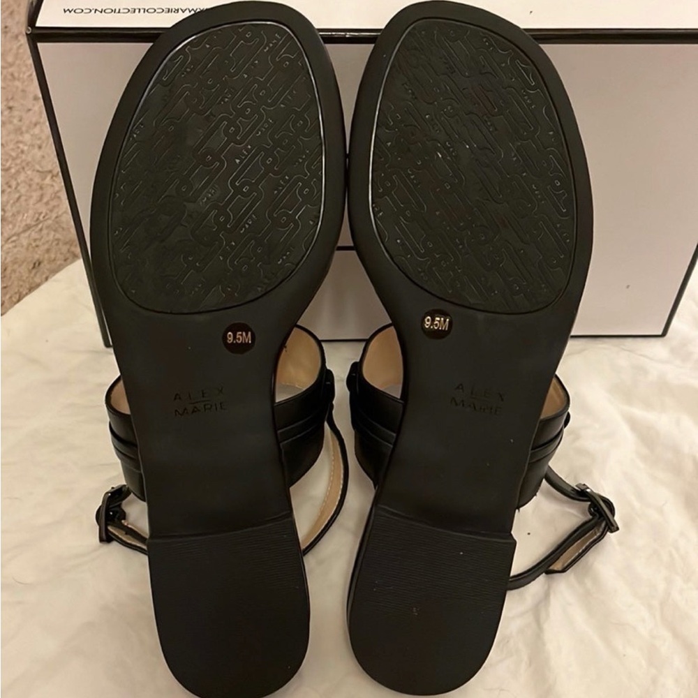 Alex Marie Black T-Strap Slingback Sandals - Picture 6 of 9
